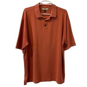 3 for $25-TOMMY BAHAMA Men Orange Polo Shirt Silk and Cotton Large